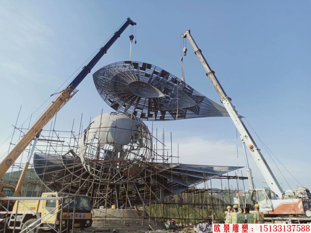 不锈钢金属创意地球雕塑,世界独一无二地球仪雕塑1